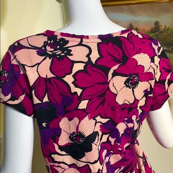 Lord & Taylor Floral Print Short Sleeve T-Shirt - Picture 4 of 6